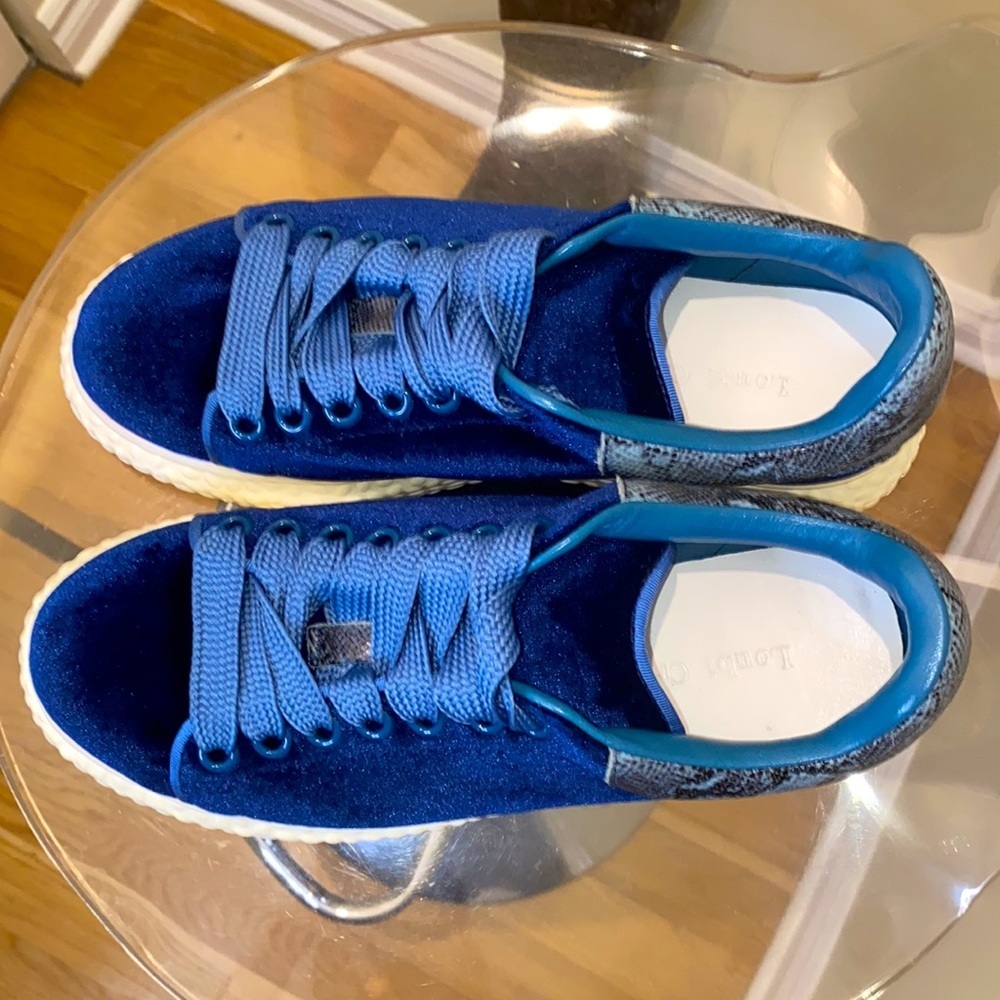 🆕Loubi craft  royal blue velvet platform sneakers 👟 snakeskin blue/black 💙 - Picture 4 of 7